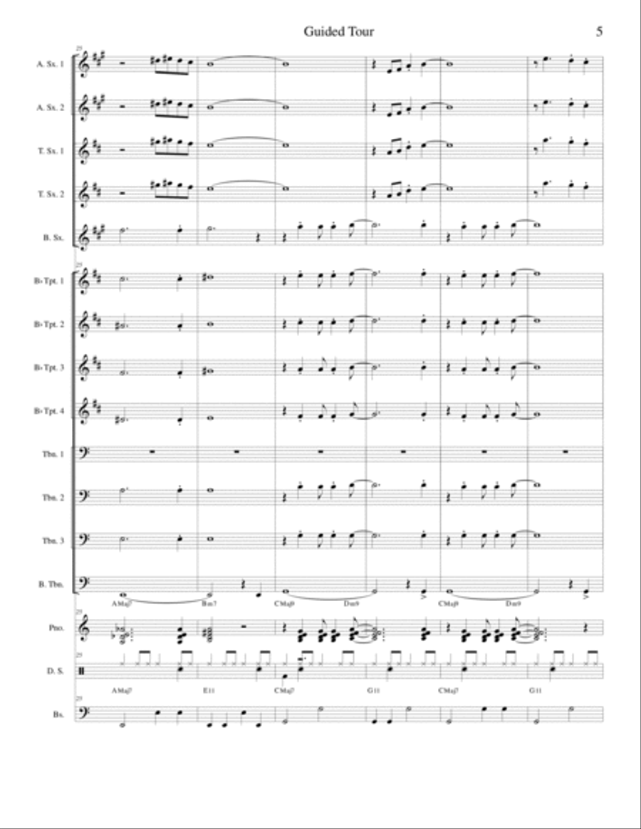 Guided Tour for Jazz Ensemble, from the CD Guided Tour by Michael BB Quartet Jazz Ensemble scores gallery preview page 5