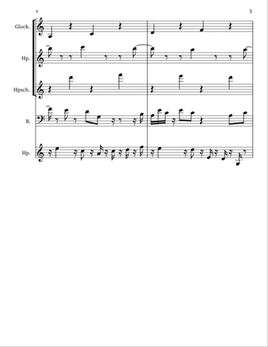 Z 122 for glockenspiel, harps, harpsichord, upright bass Double Bass scores gallery preview page 5