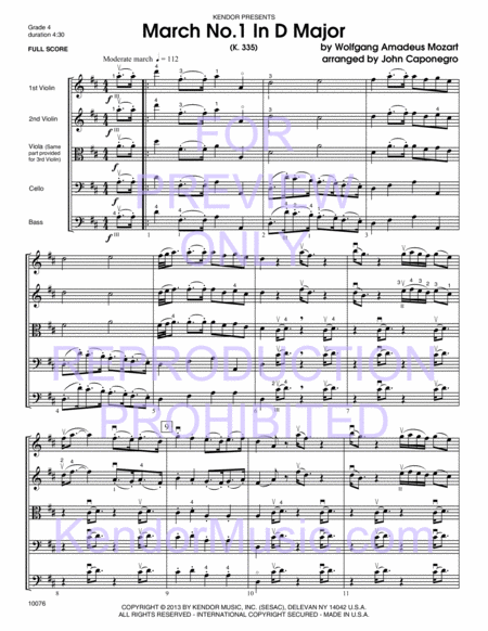 March No. 1 In D Major (K. 335) (Full Score)