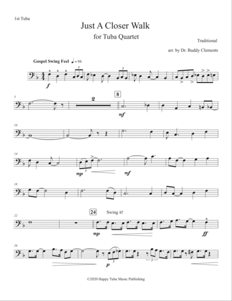 Just A Closer Walk (for Tuba Quartet) Tuba Quartet scores gallery preview page 5