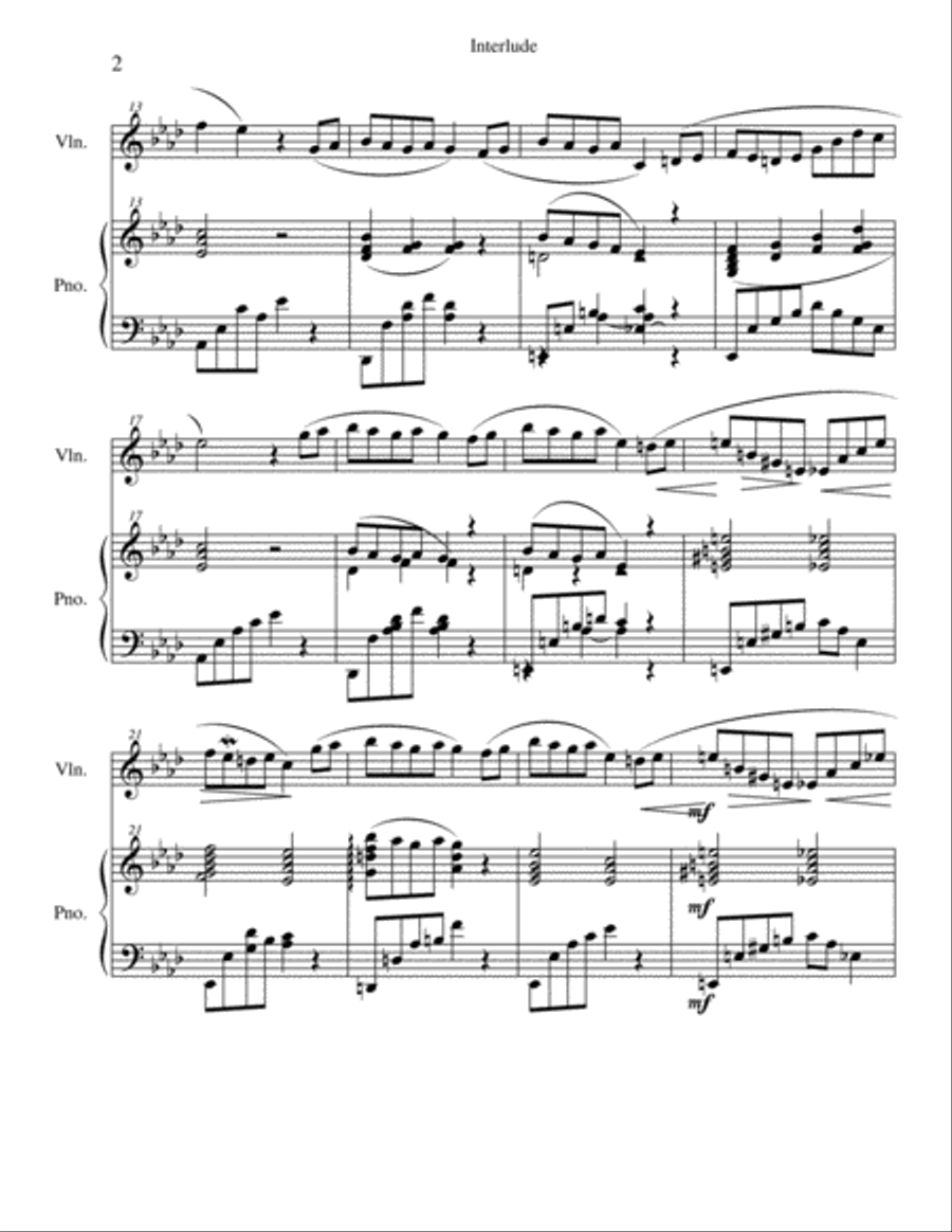 Interlude for Piano and Violin Violin Solo scores gallery preview page 3
