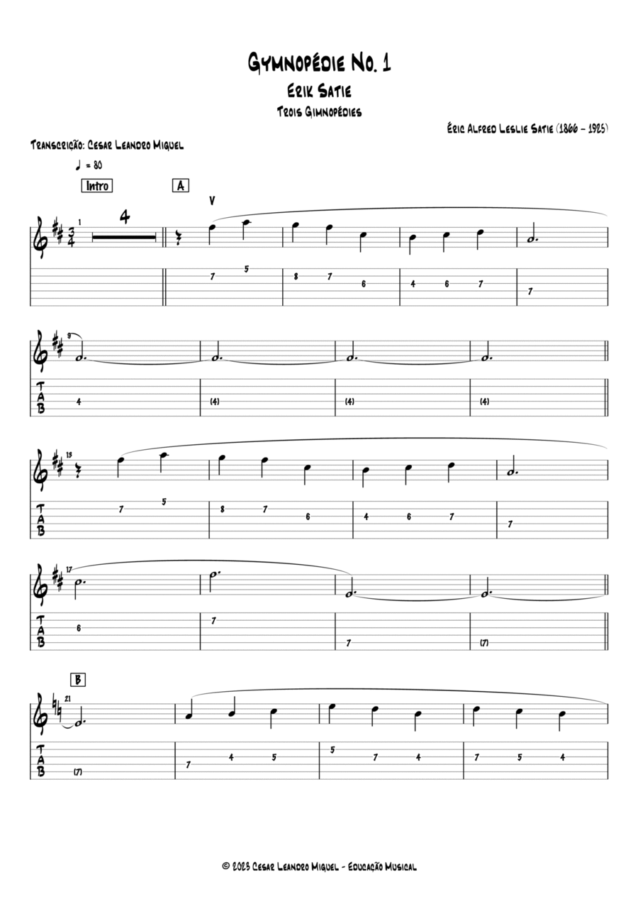 Gymnopedie No. 1 Gymnopedie No. 1 Acoustic Guitar scores gallery preview page 1