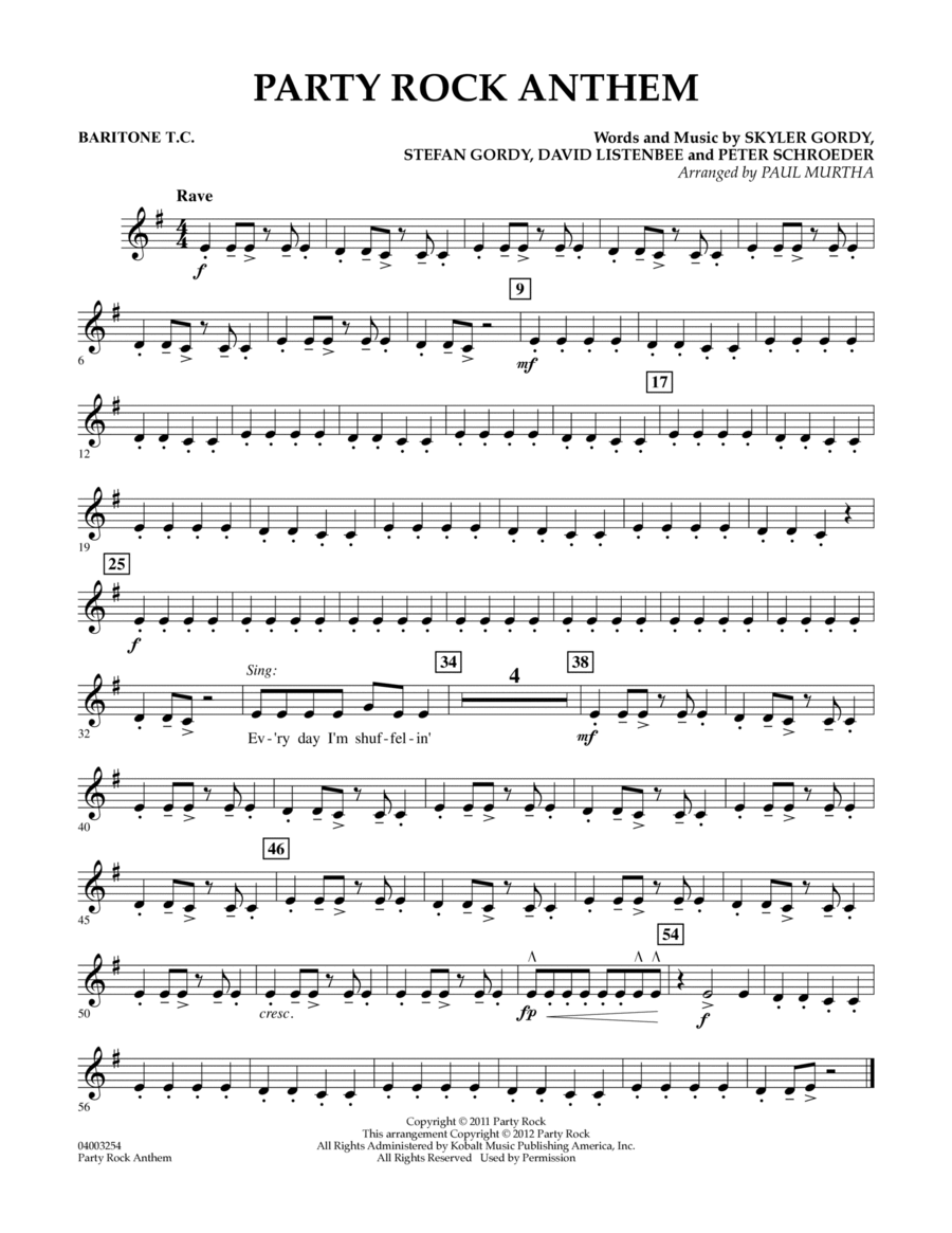 Party Rock Anthem - Baritone T.C. Concert Band scores gallery preview page 1