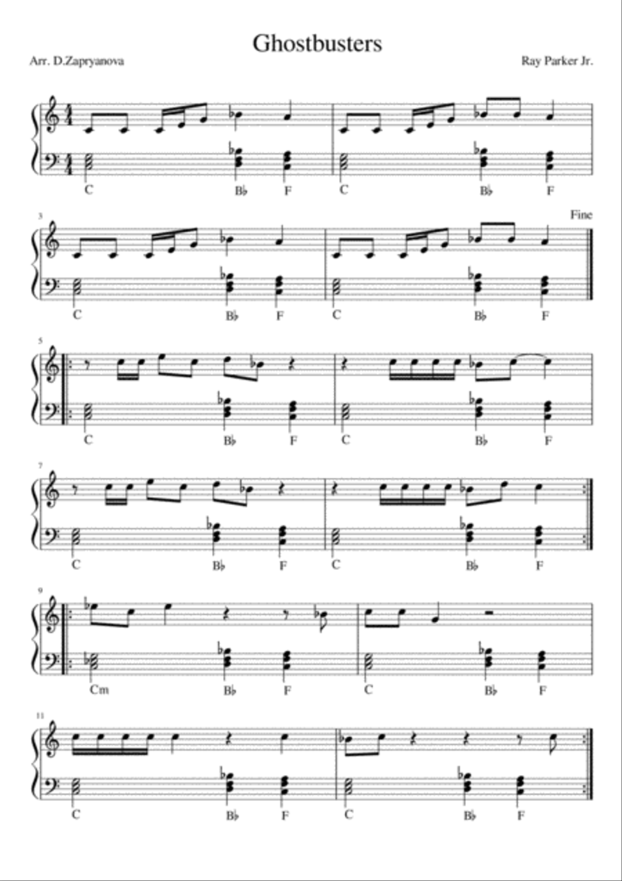 Ghostbusters Ghostbusters Easy Piano scores gallery preview page 1
