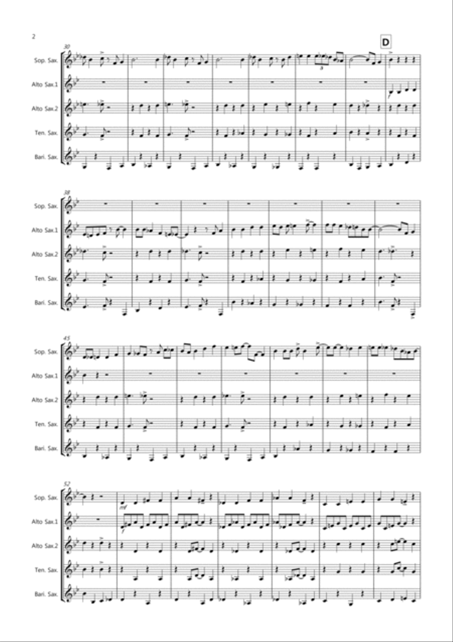 Burnie's Stomp for Saxophone Quintet Burnie's Stomp for Saxophone Quintet Saxophone Quintet scores gallery preview page 2