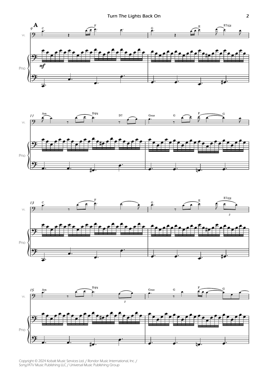 Turn The Lights Back On Piano scores gallery preview page 4