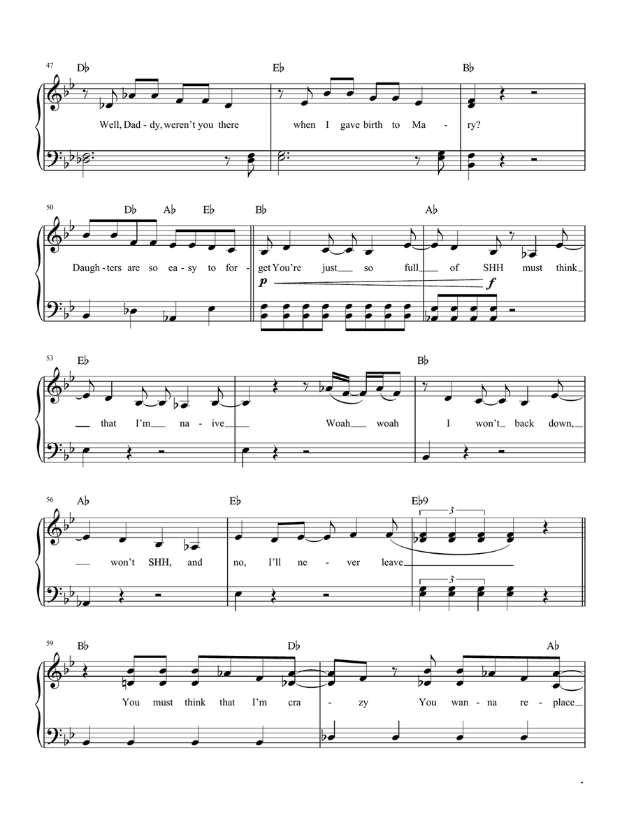 No Way (from Six: The Musical) Easy Piano scores gallery preview page 5