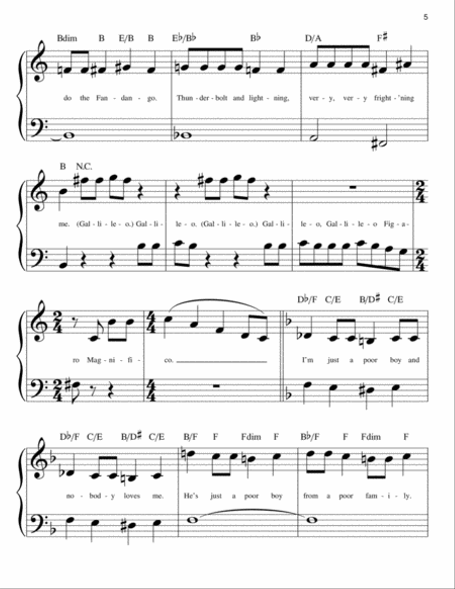 Bohemian Rhapsody Bohemian Rhapsody Easy Piano scores gallery preview page 5