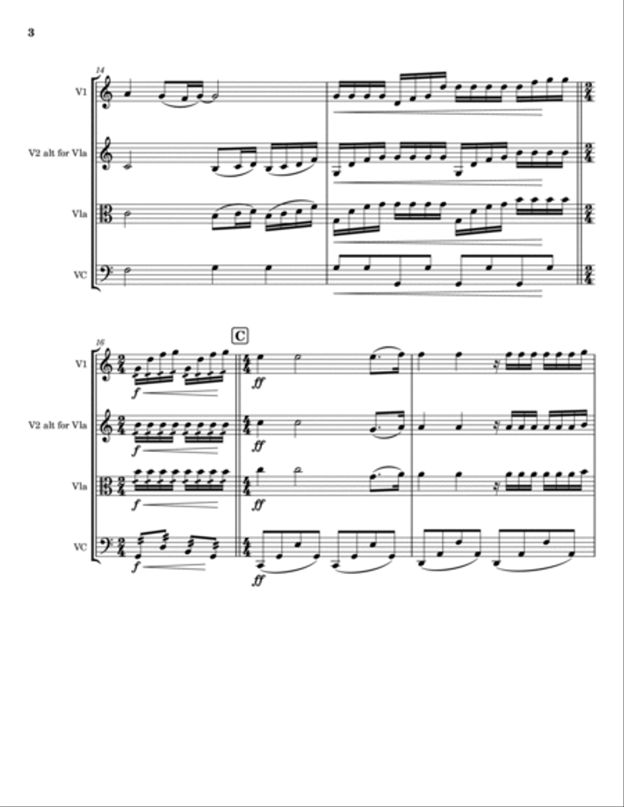 Ballade Pour Adeline String Trio scores gallery preview page 3