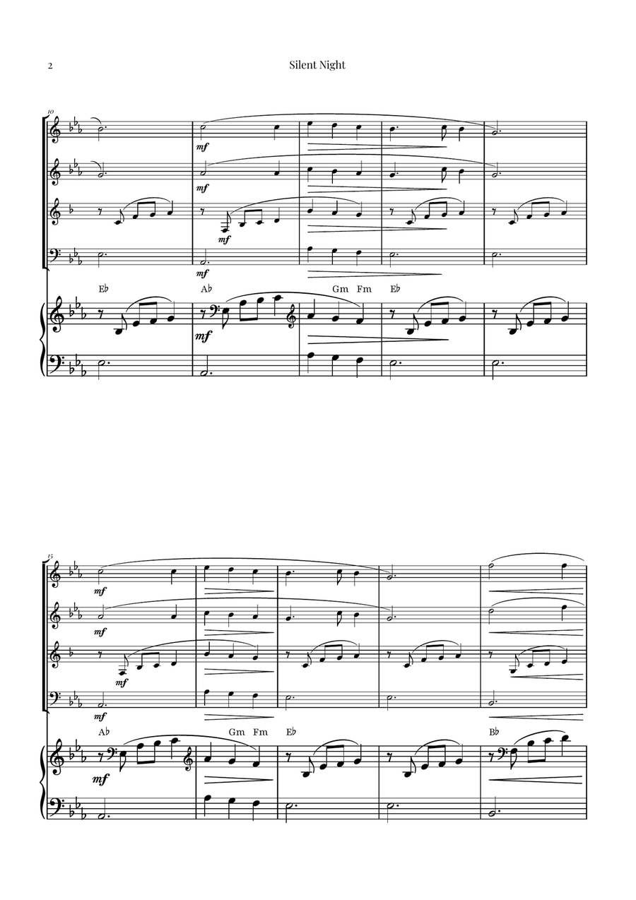Silent Night | BEAUTIFUL Arrangement Woodwind Quartet scores gallery preview page 2