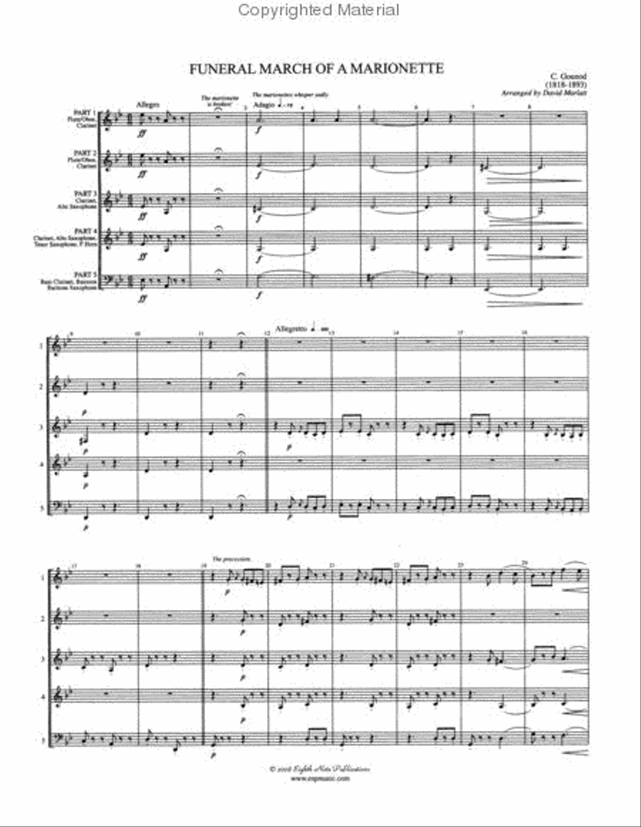 Funeral March of a Marionette Woodwind Ensemble scores gallery preview page 2