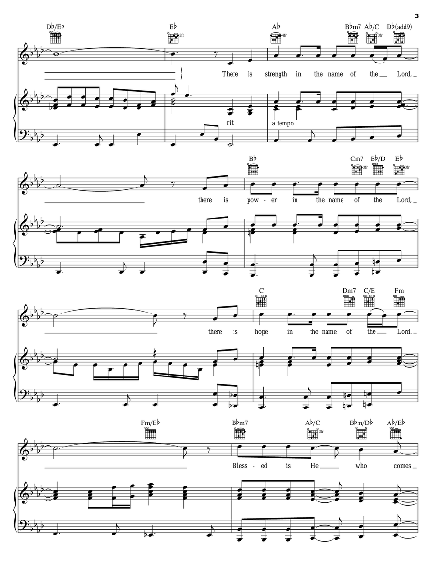 In The Name Of The Lord Piano, Vocal, Guitar scores gallery preview page 3