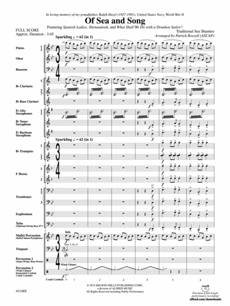 Of Sea and Song: Score