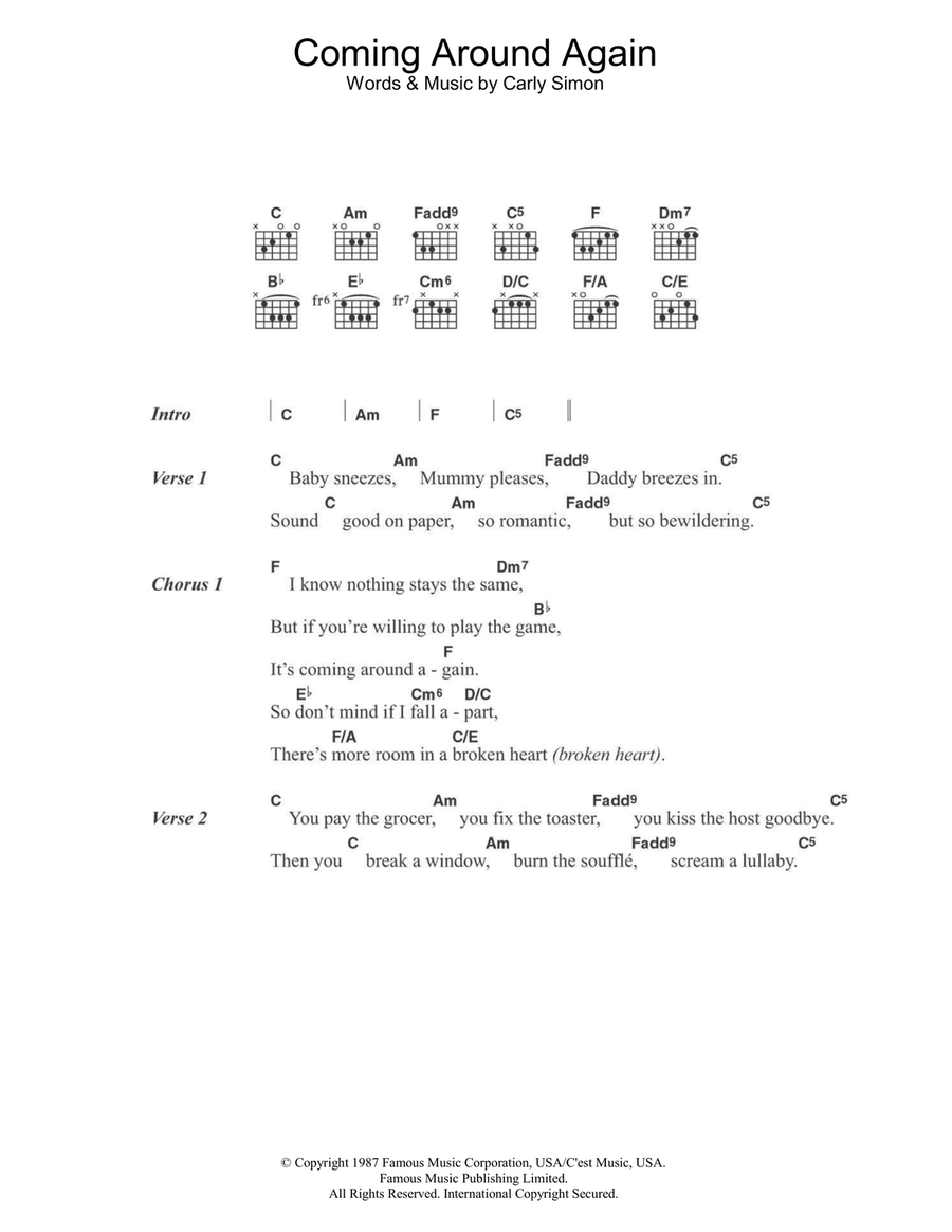 Coming Around Again Acoustic Guitar scores gallery preview page 1