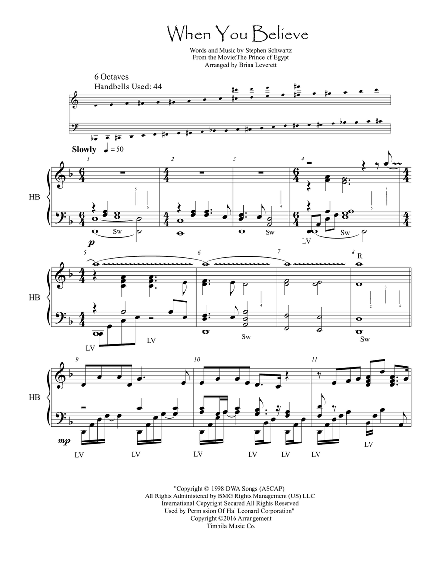 When You Believe (From The Prince Of Egypt) Handbell Choir scores gallery preview page 1