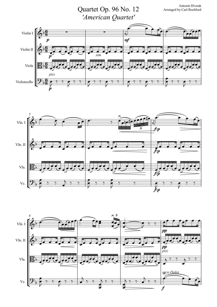 American Quartet (Lento) String Quartet scores gallery preview page 1