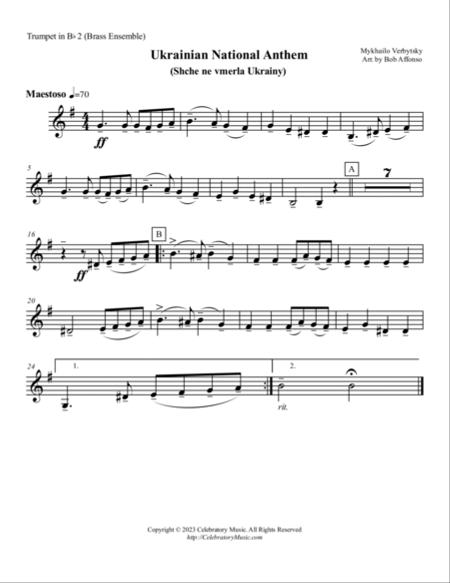 Ukrainian National Anthem Brass Ensemble scores gallery preview page 5