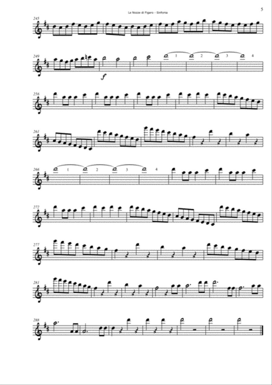 W.A. Mozart Le Nozze di Figaro (The Marriage of Figaro) SINFONIA for Clarinet Choir Set of Parts Clarinet Choir scores gallery preview page 5