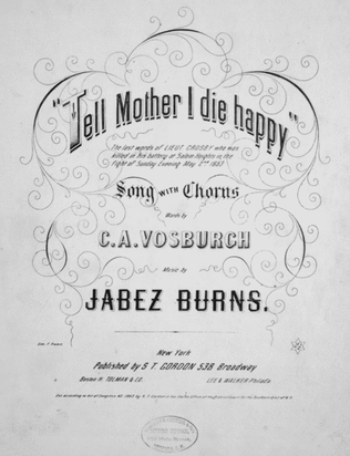 Book cover for "Tell Mother I Die Happy." Song With Chorus