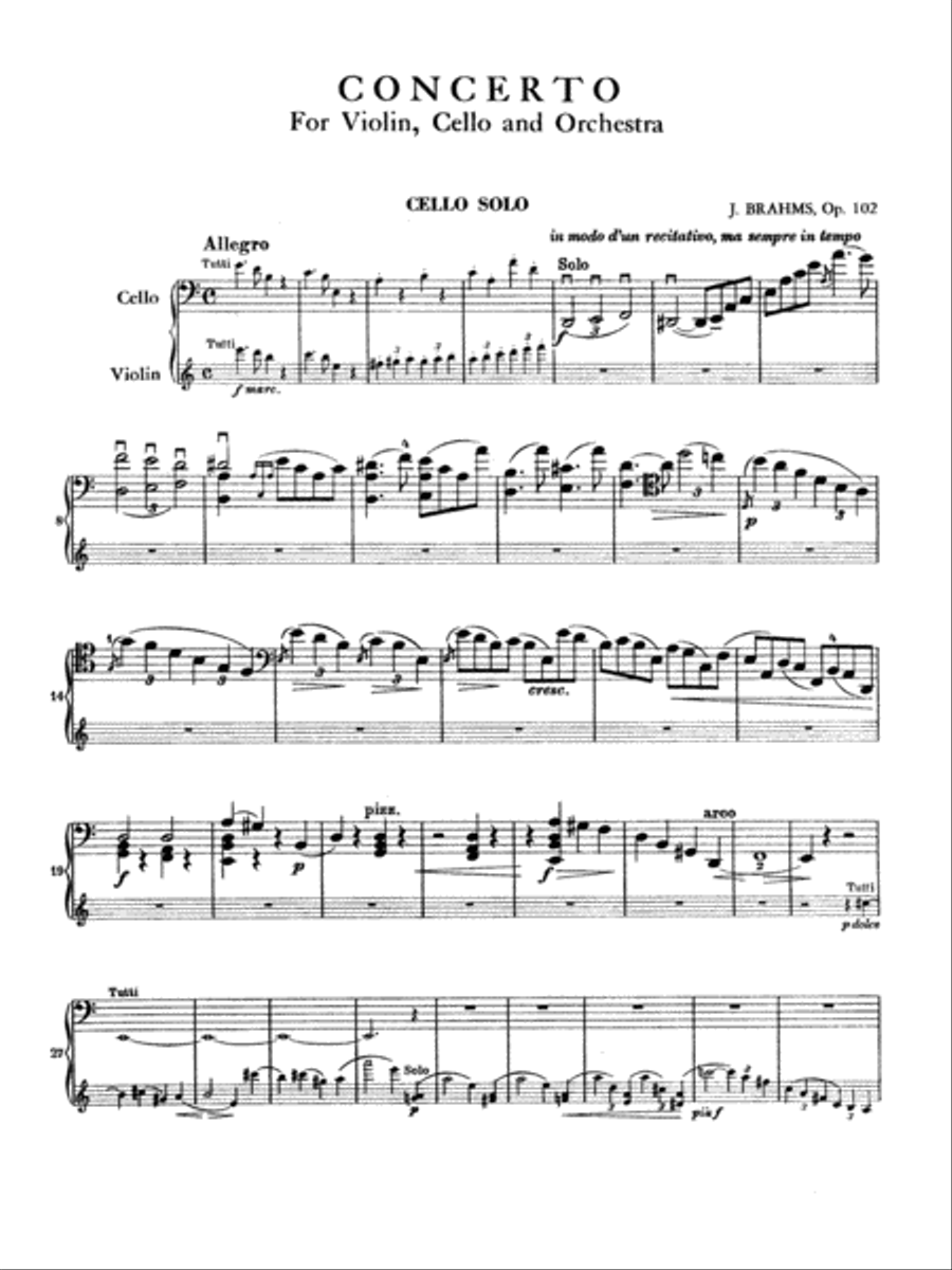 Brahms: Double Concerto in A Minor, Op. 102 Part scores gallery preview page 1