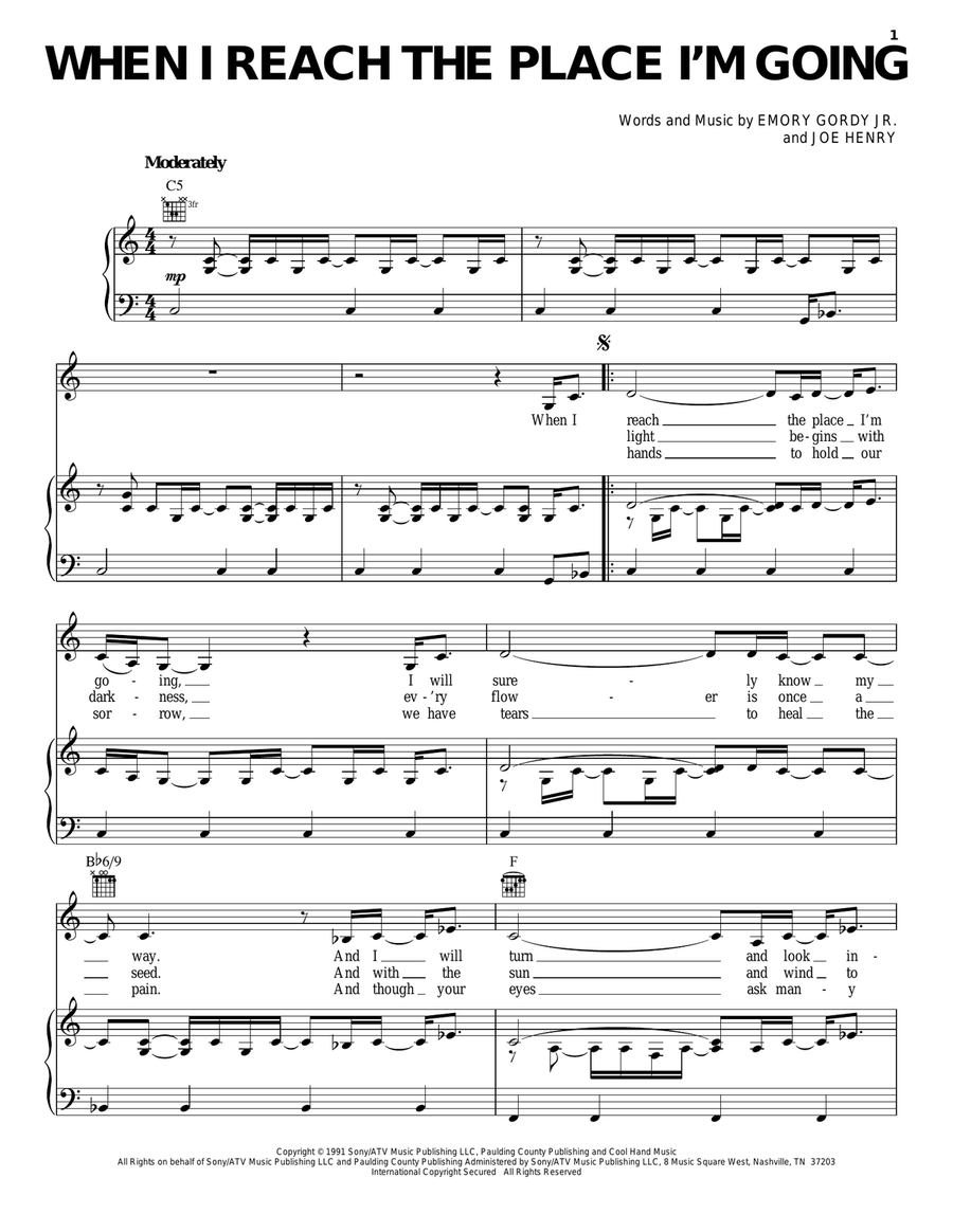 When I Reach The Place I'm Going Piano, Vocal, Guitar scores gallery preview page 1