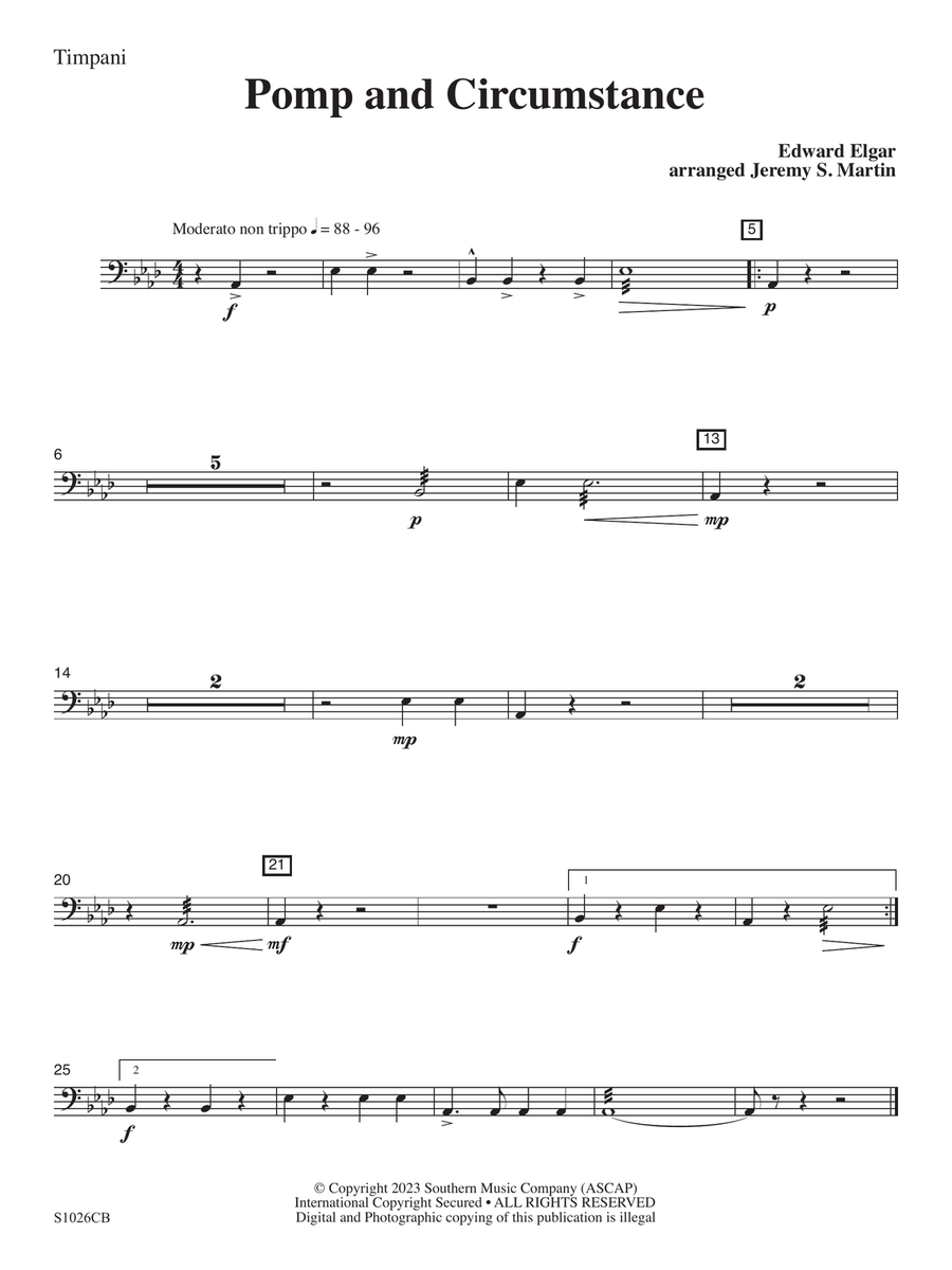 Pomp and Circumstance (Easy) (arr. Jeremy Martin) - Timpani Concert Band scores gallery preview page 1