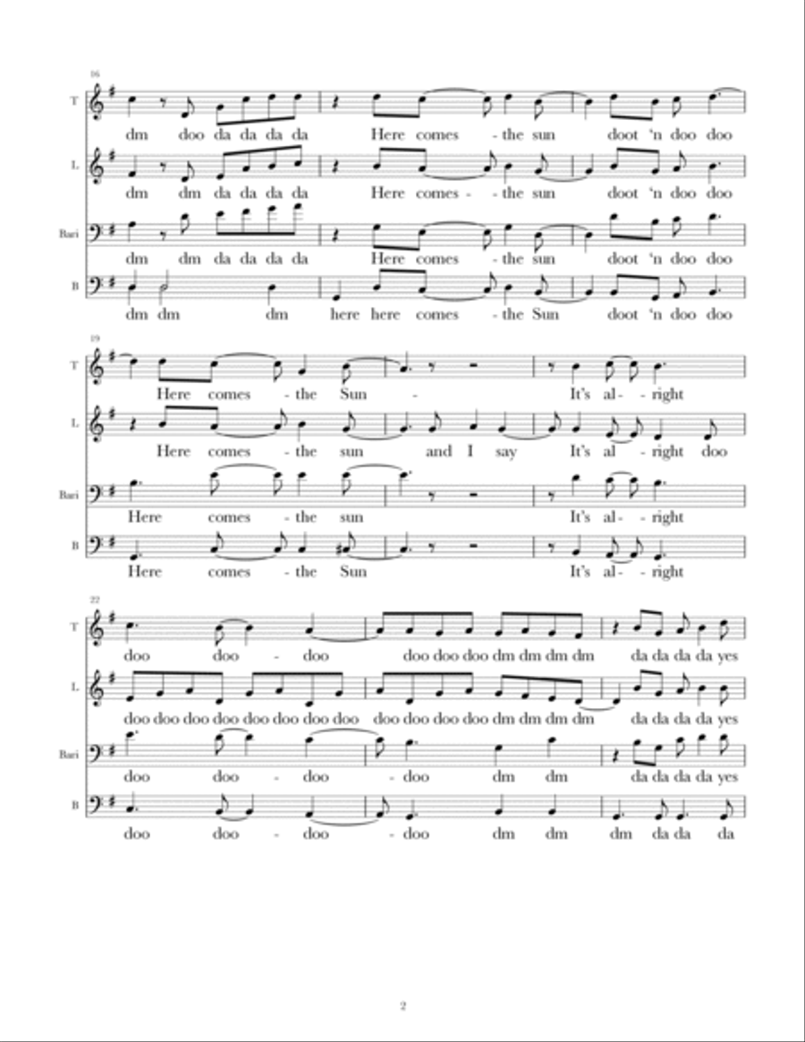 Here Comes The Sun Here Comes The Sun 4-Part scores gallery preview page 2
