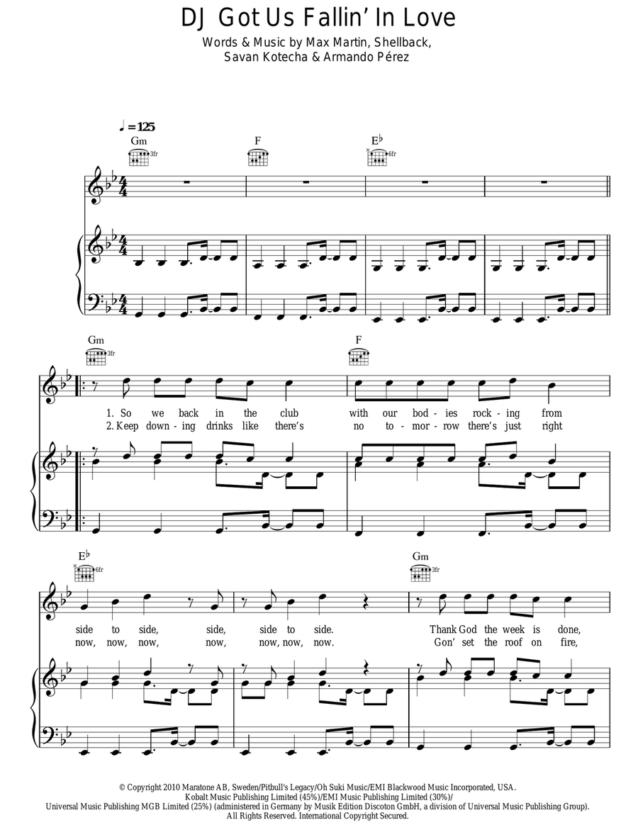 DJ Got Us Fallin' In Love Acoustic Guitar scores gallery preview page 1
