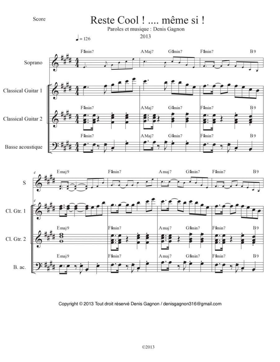 Reste cool, même si ! Electric Guitar scores gallery preview page 1
