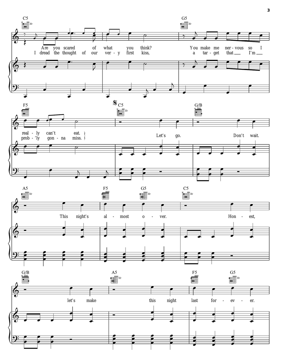 First Date Piano, Vocal, Guitar scores gallery preview page 3