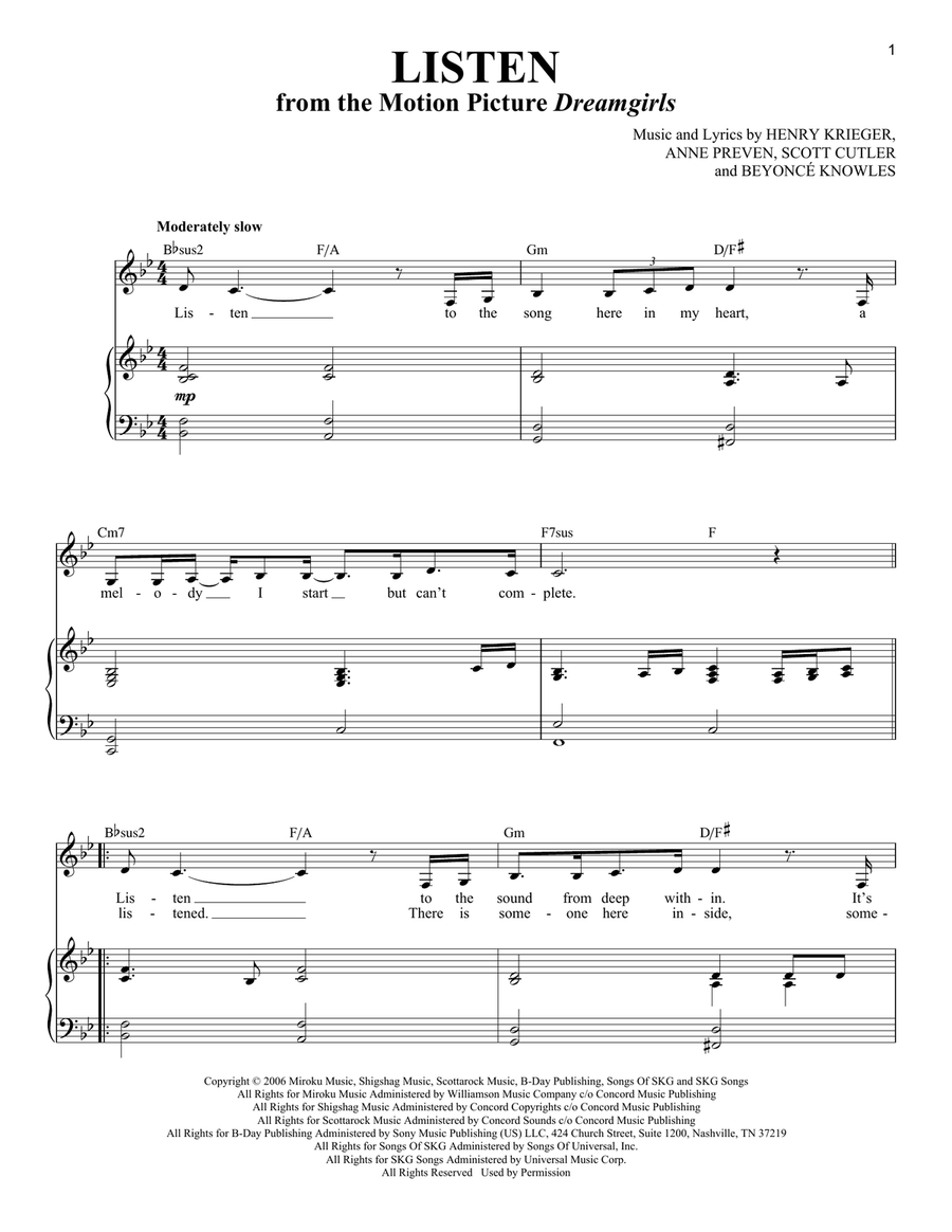 Listen (from Dreamgirls) High Voice scores gallery preview page 1