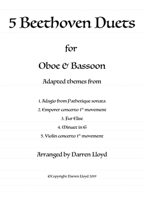 Book cover for 5 Beethoven duets - Oboe & Bassoon