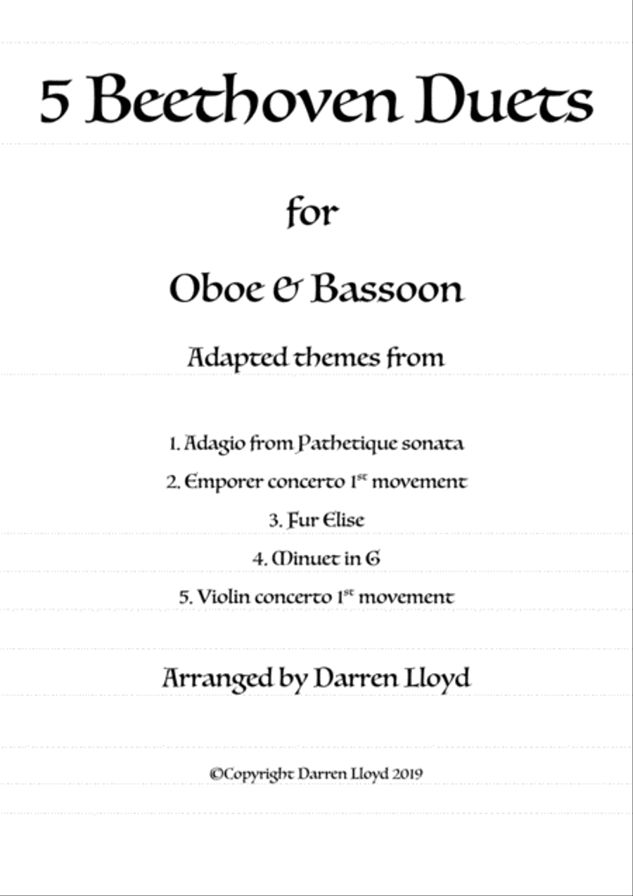 5 Beethoven duets - Oboe & Bassoon 5 Beethoven duets - Oboe & Bassoon Woodwind Duet scores gallery preview page 1
