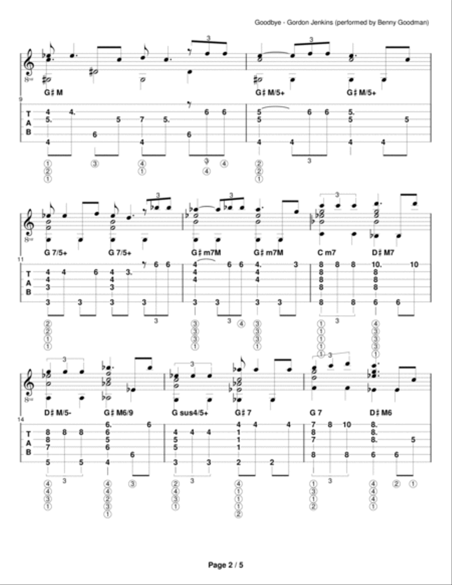 Goodbye Goodbye Electric Guitar scores gallery preview page 2