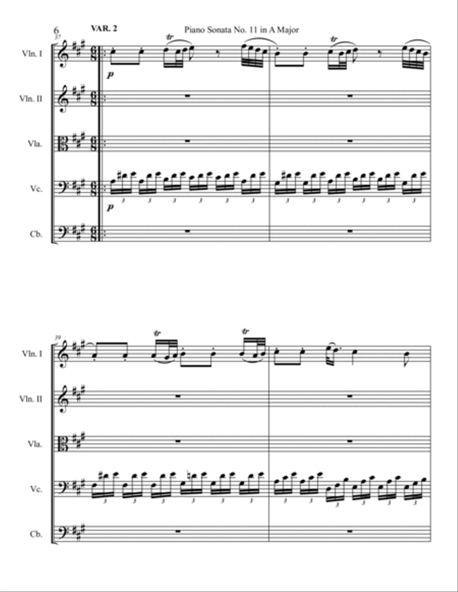 Piano Sonata No. 11, Movement 1 String Orchestra scores gallery preview page 6