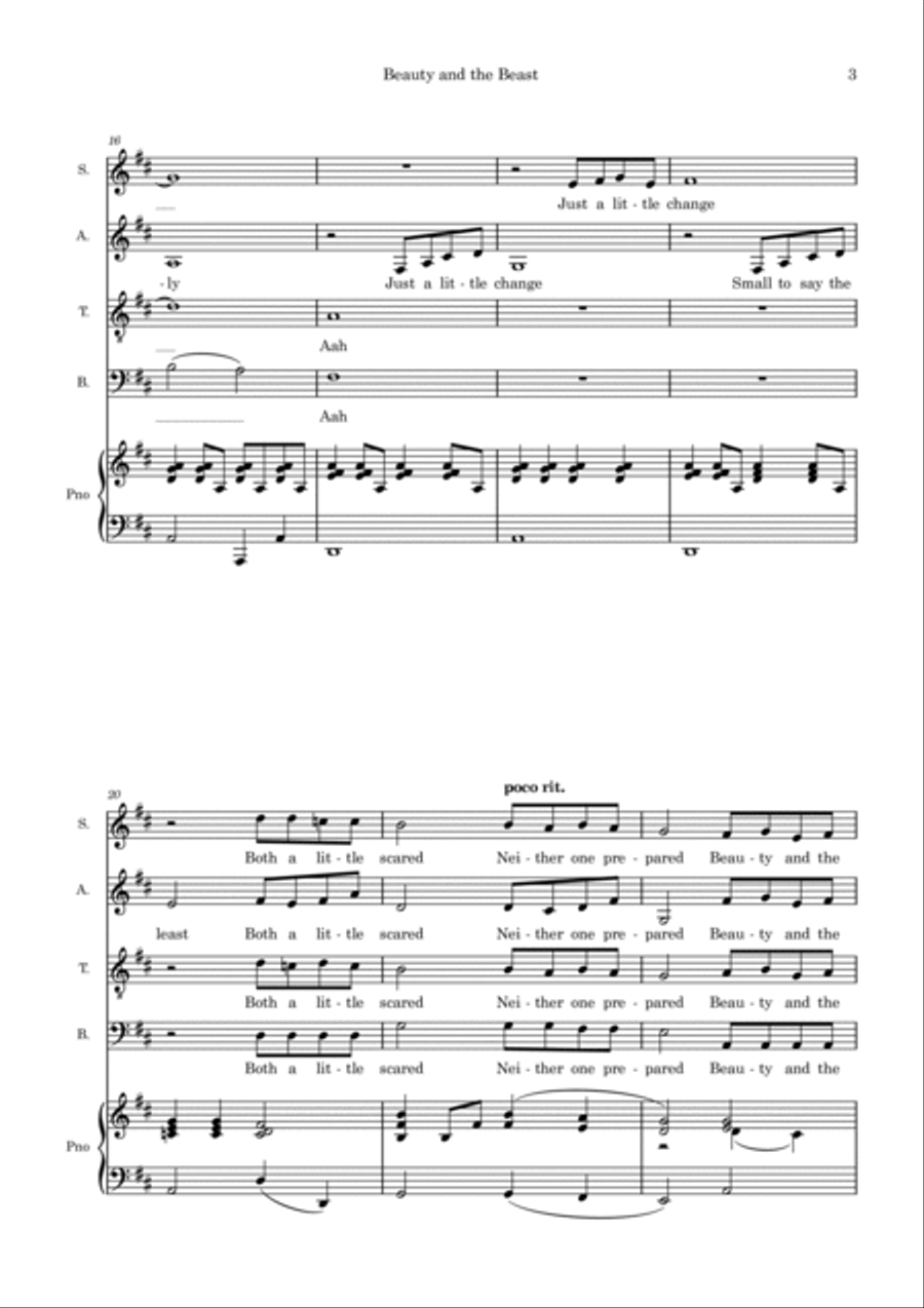 Beauty And The Beast 4-Part scores gallery preview page 3