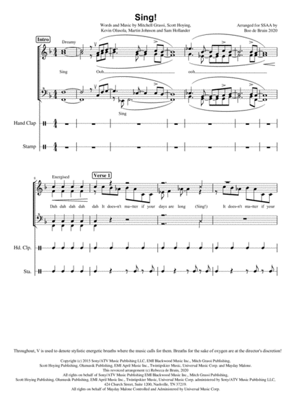 Sing by Pentatonix SSAA - Digital Sheet Music