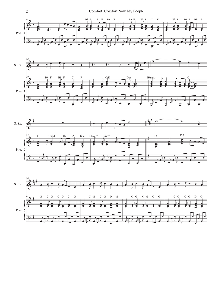 Comfort, Comfort Now My People (Soprano Saxophone and Piano) Comfort, Comfort Now My People (Soprano Saxophone and Piano) Soprano Saxophone scores gallery preview page 3