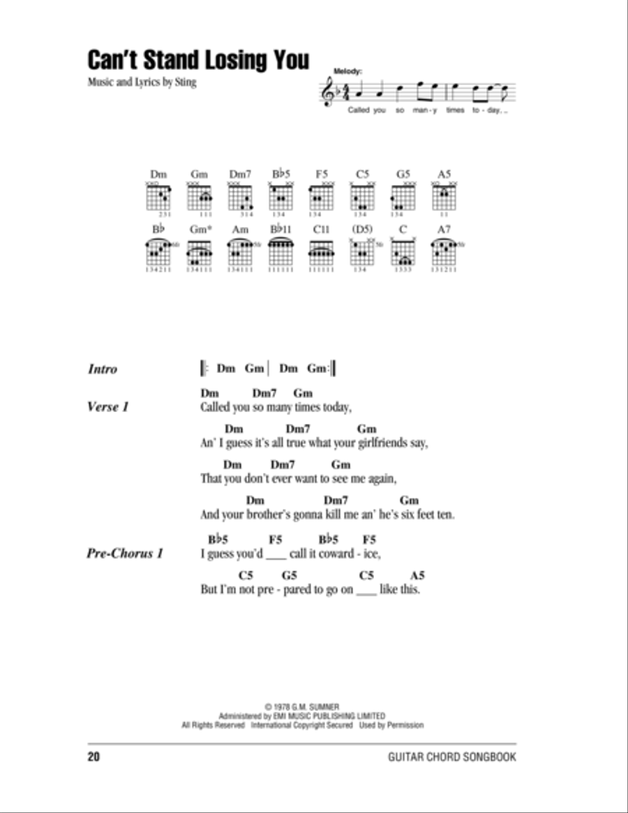 Can't Stand Losing You Acoustic Guitar scores gallery preview page 1