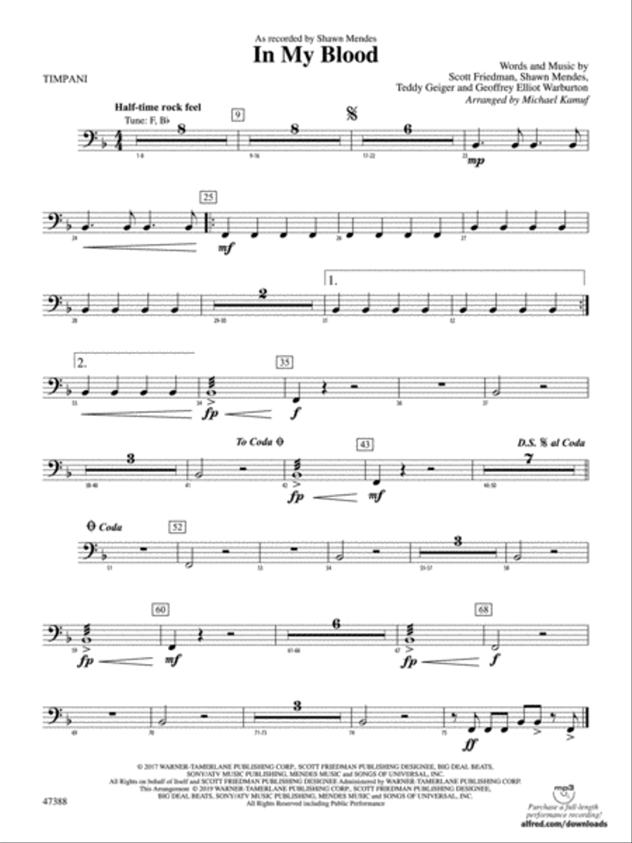 In My Blood: Timpani In My Blood: Timpani Concert Band scores gallery preview page 1