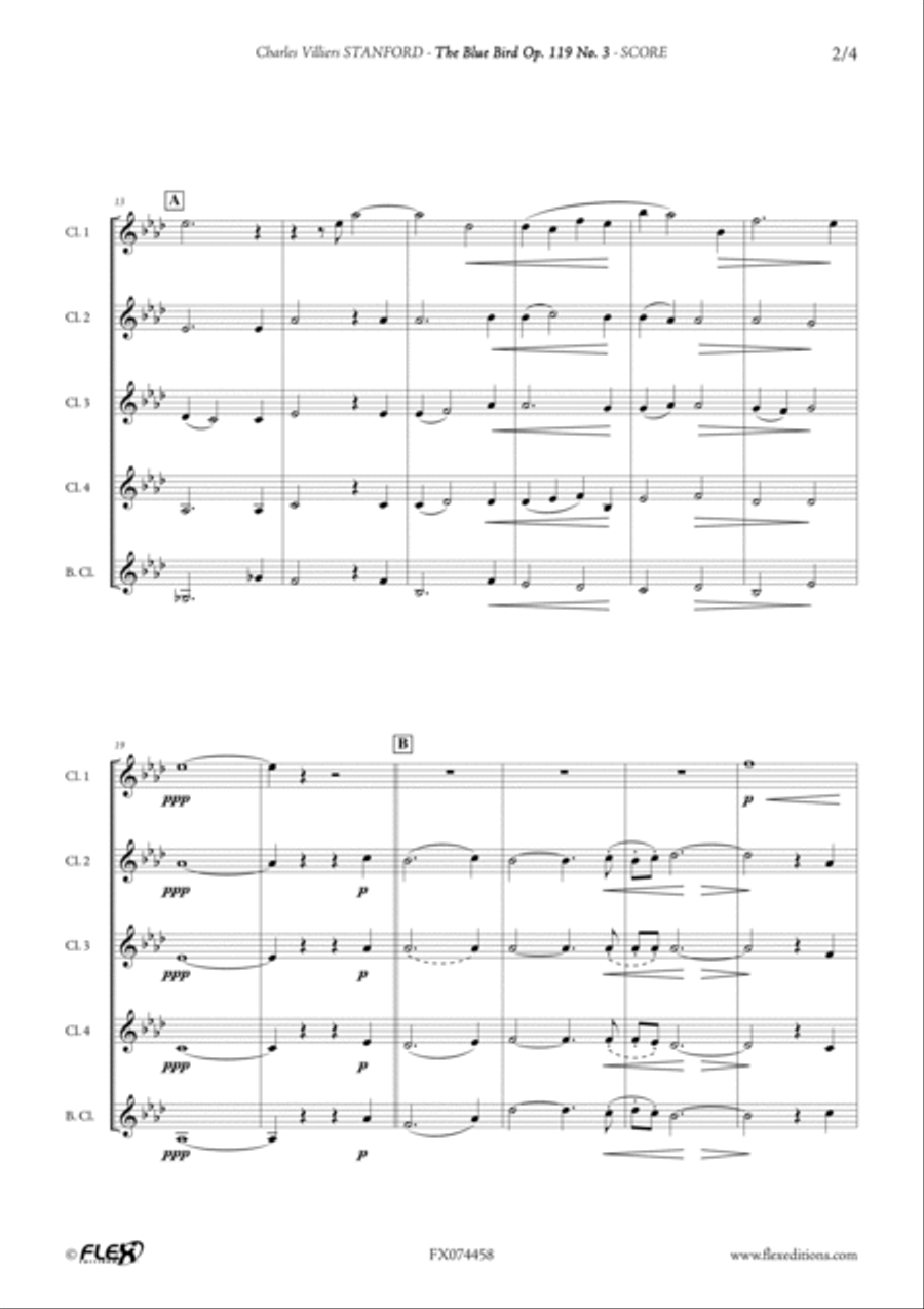 The Blue Bird Op. 119 No. 3 Clarinet Quintet scores gallery preview page 3