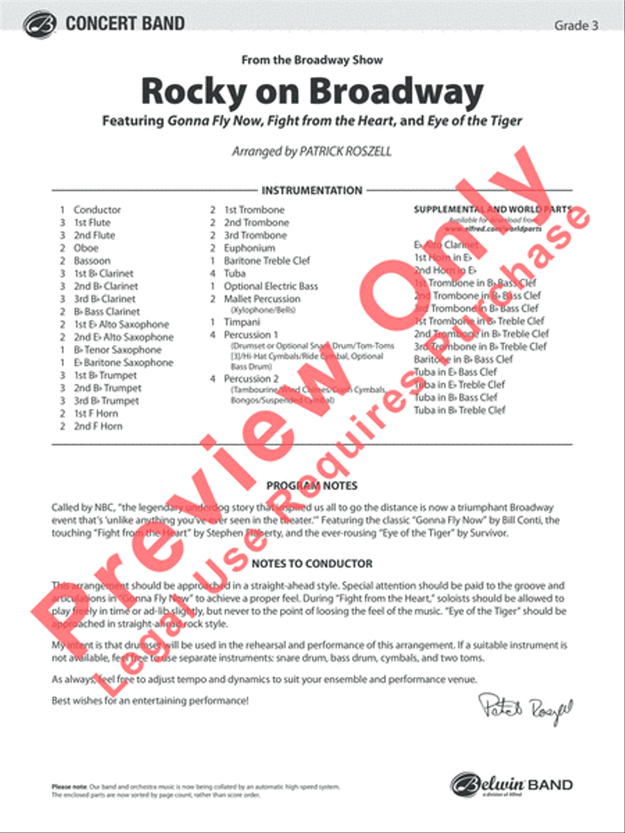 Rocky on Broadway Rocky on Broadway Concert Band scores gallery preview page 2