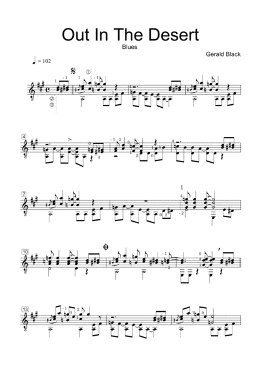 Out In The Desert (Blues) Electric Guitar scores gallery preview page 1