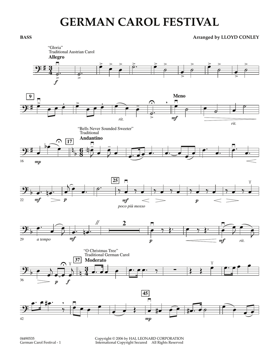 German Carol Festival - Bass Orchestra scores gallery preview page 1