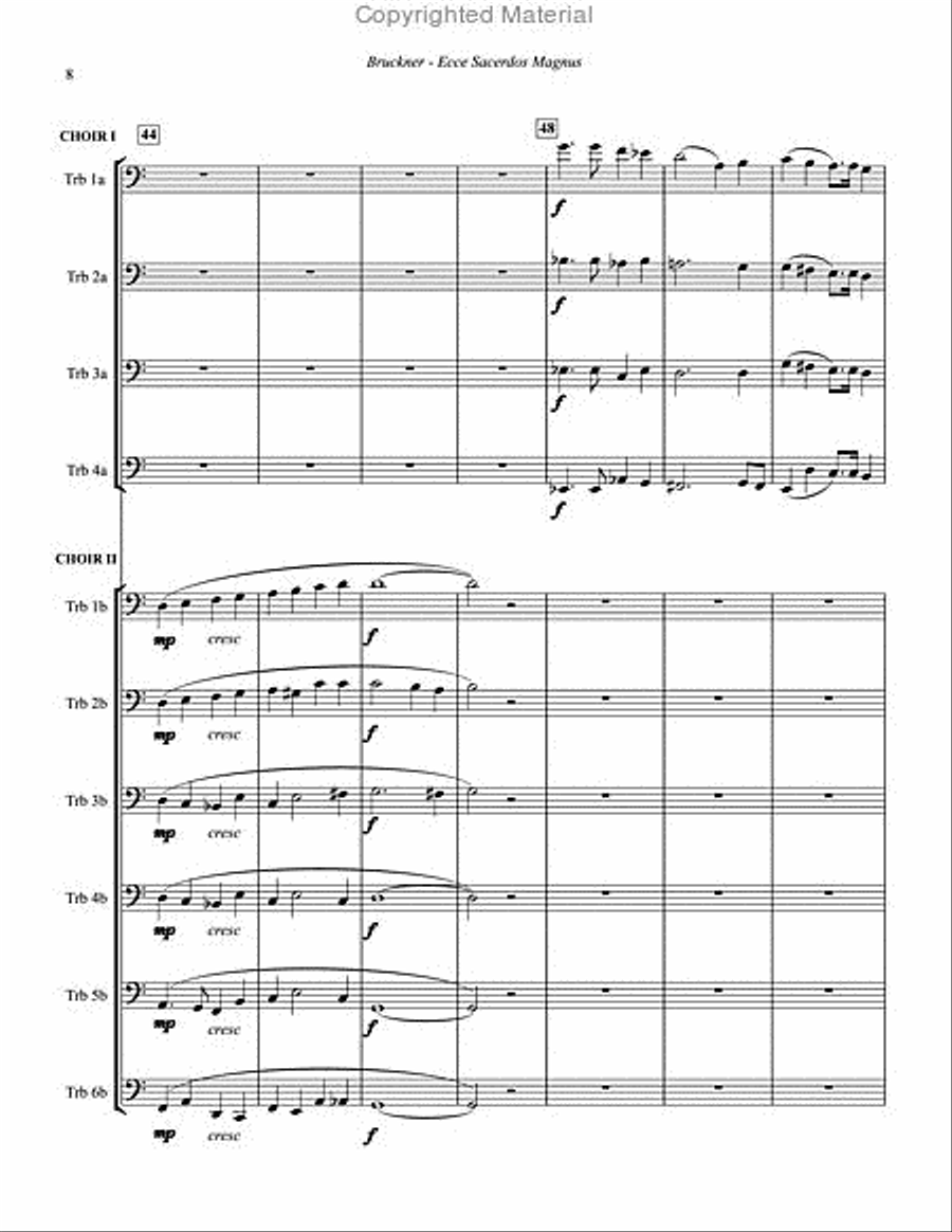 Ecce Sacerdos Magnus for 10-part Trombone Ensemble Trombone scores gallery preview page 4