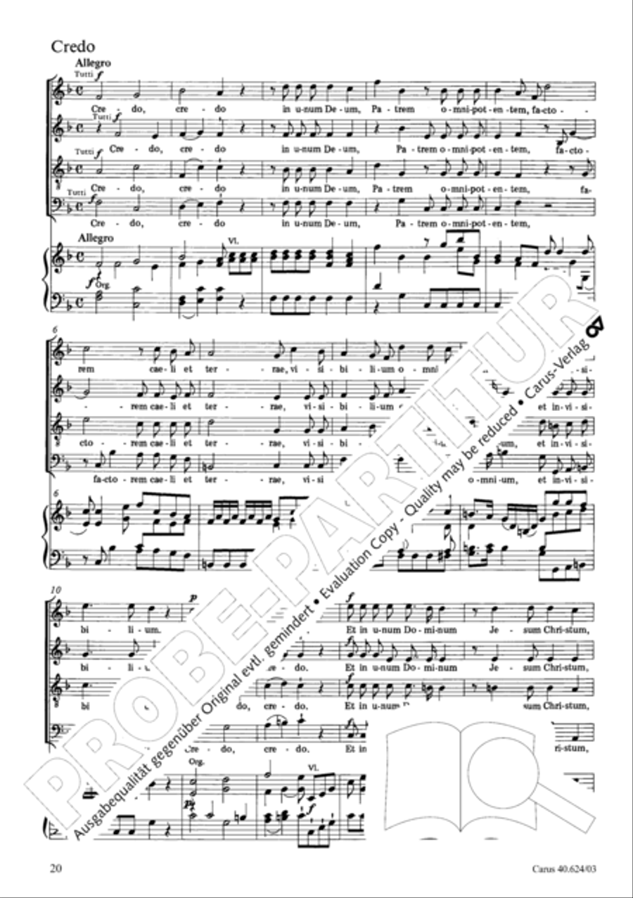 Missa brevis in F major 4-Part scores gallery preview page 21