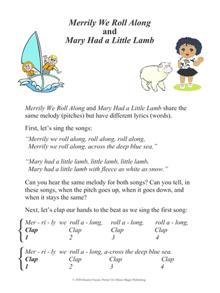 Mary Had a Little Lamb and Merrily We Roll Along (black key notation)
