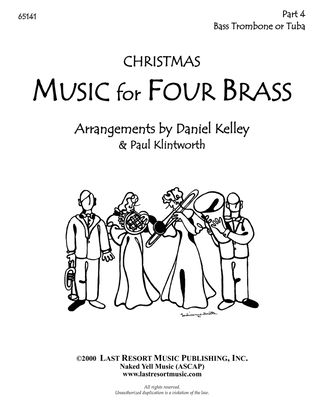 Book cover for Music for Four Brass, Christmas Part 4 Bass Trombone or Tuba