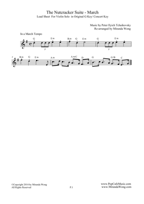 Book cover for "March" from The Nutcracker Suite - Lead Sheet in Original G Key