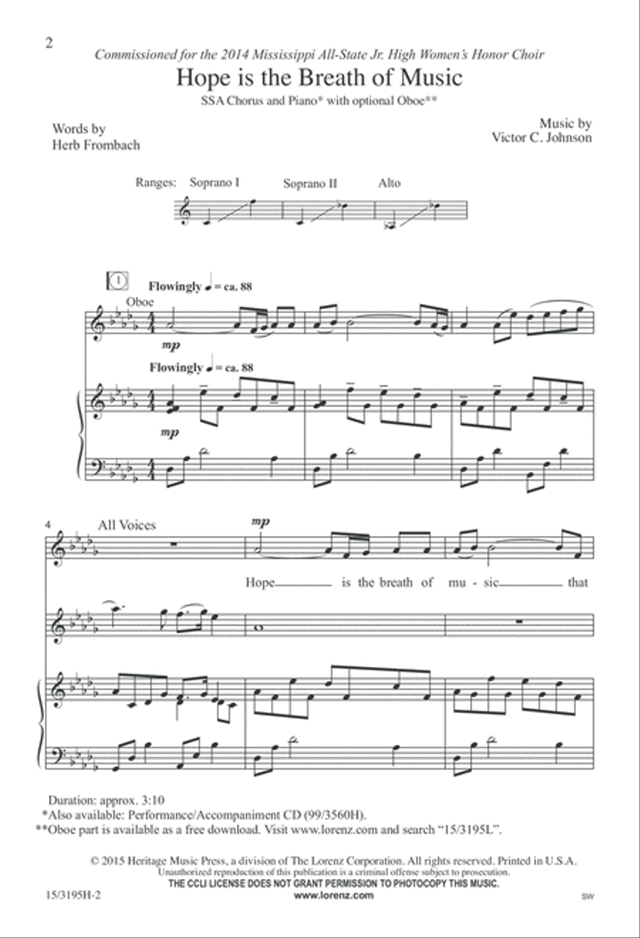 Hope is the Breath of Music SSA scores gallery preview page 2